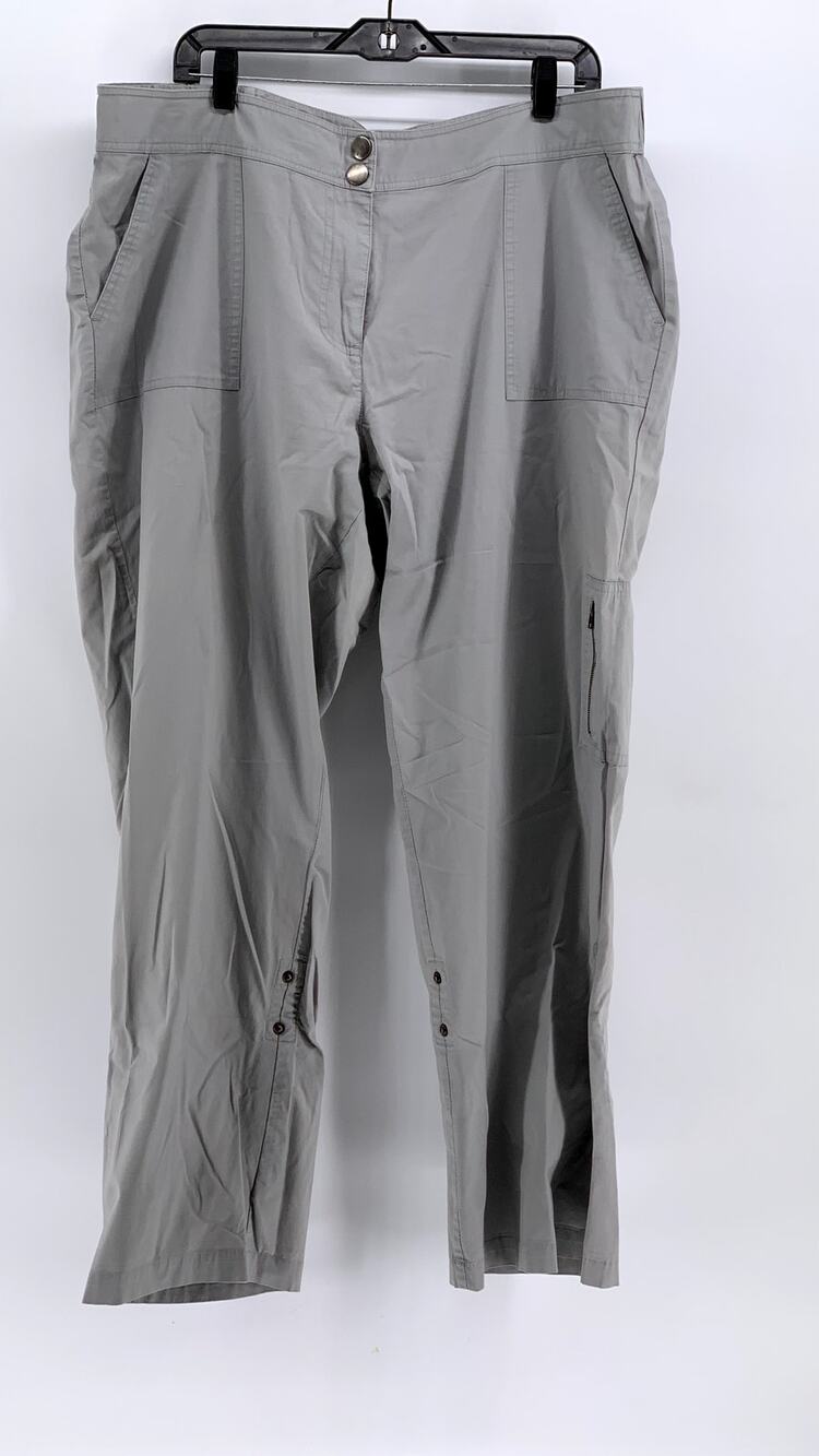 CHICO'S Women's Gray Solid Straight Leg Roll-Hem Pants SZ 3(XL)